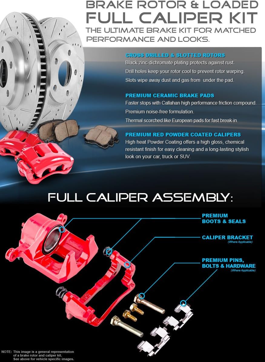 Red Powder Coated Caliper Assembly Set Kit J17392
