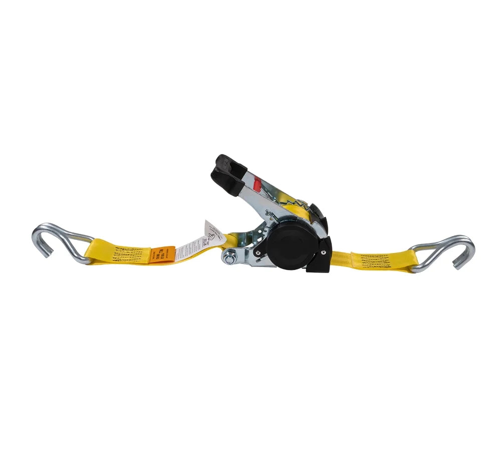 8 Pack 2" x 10' Retractable Ratchet Straps with Double J-Hook, 3,300 lbs Breaking Strength, Yellow I42358
