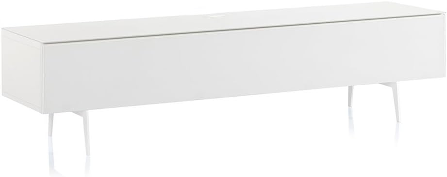 White Wood and Glass TV Stand with Metal Legs L705
