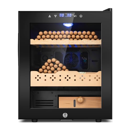 Electric Cooler Cabinet 35L with Temperature and Humidity Control, Spanish Cedar Wood Shelves and Safety Lock U7404