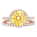 2.56 ct Round Cut Yellow Simulated Diamond 18k Rose Gold Ring Band Set Size 3.5 Q961