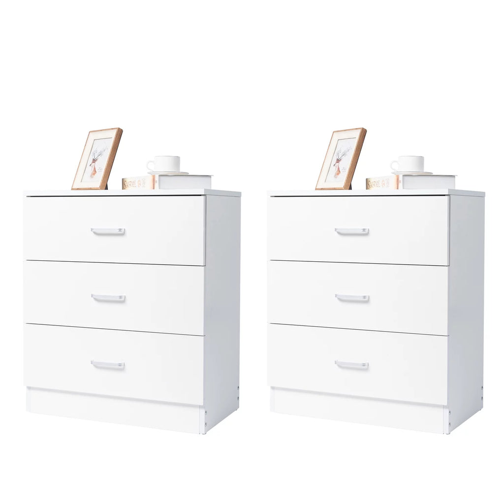 Set of 2 White 3 Drawer Dresser X2575