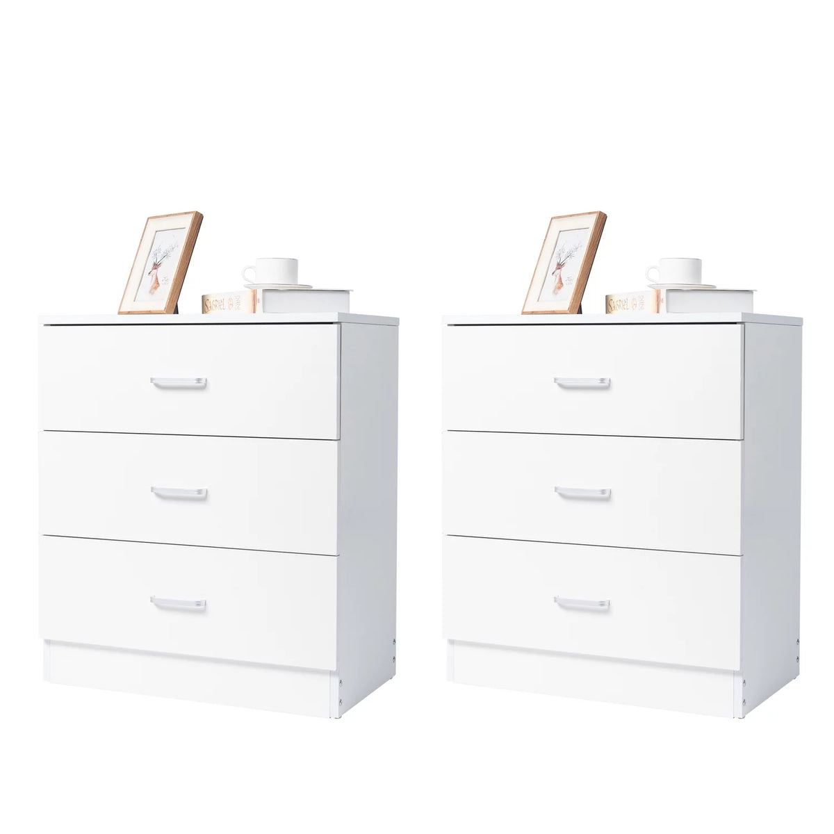 Set of 2 White 3 Drawer Dresser X2575