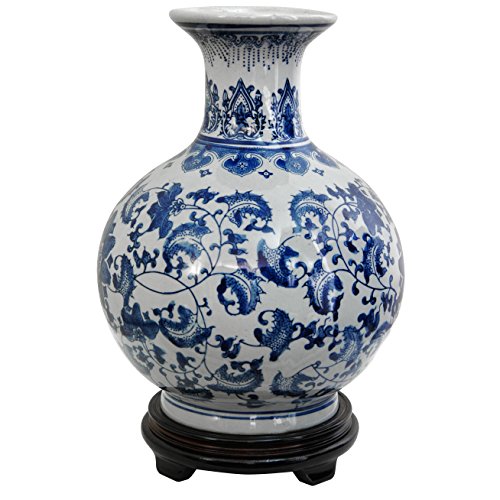 12" Floral Blue & White Porcelain Vase G137693