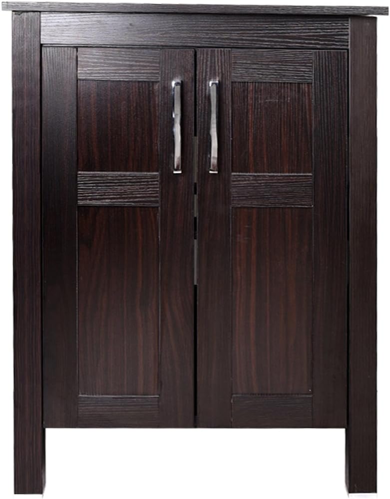 24 Inches Dark Coffee Bathroom Vanity Set with Top and 2-Door Cabinet C4107