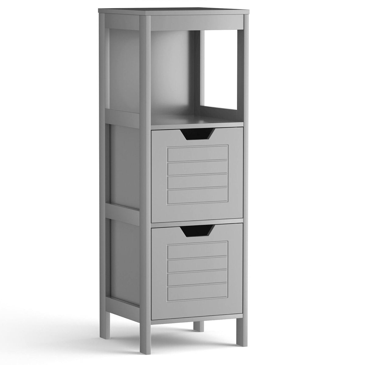 Gray Wooden Floor Accent Cabinet with 2-Drawers K1739
