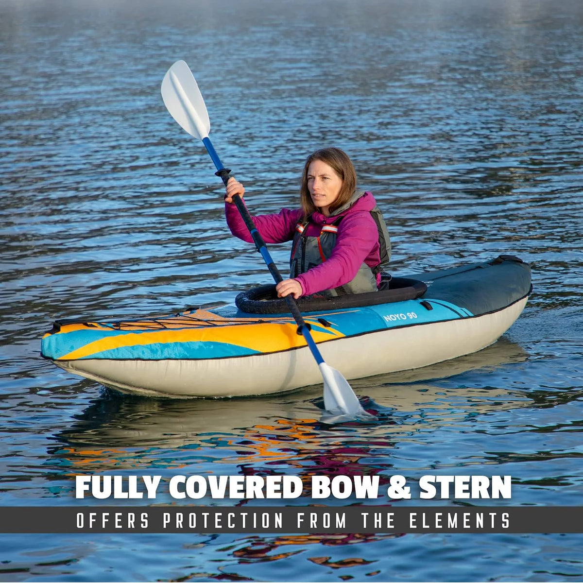 Open Box Inflatable Kayak 1 Person Touring Kayak with Cover H25629