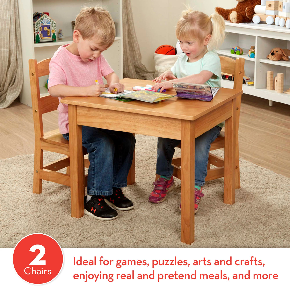 Solid Wood Table and 2 Chairs Set B23453