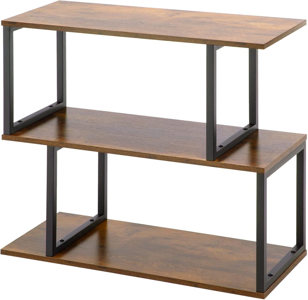2-Tier S-Shaped Wooden Bookshelf D263