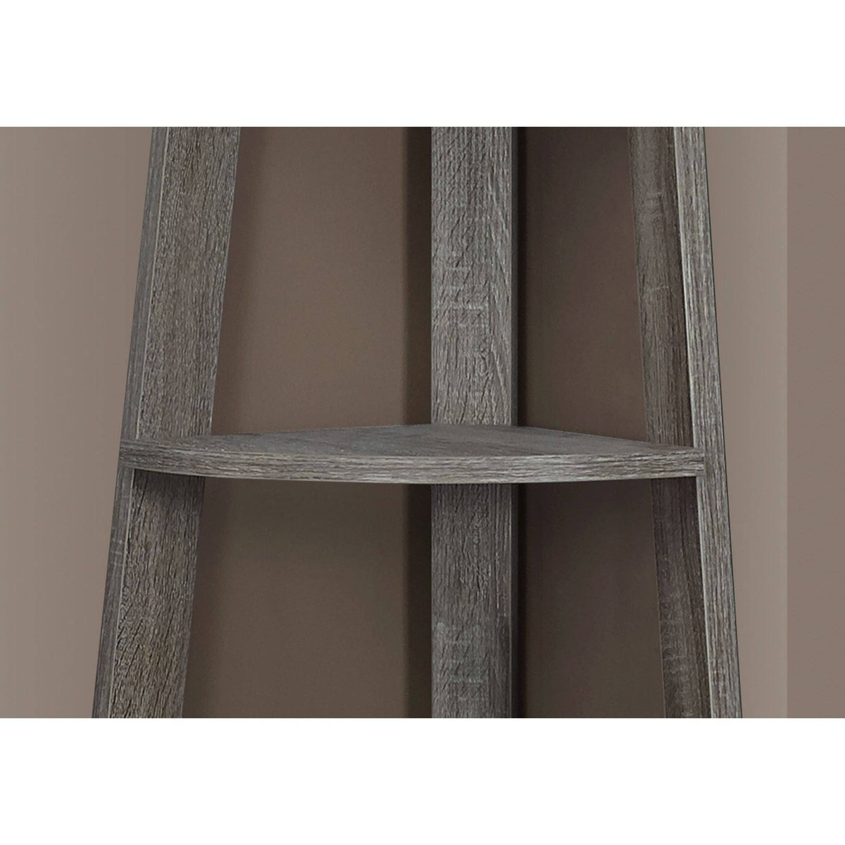 Taupe Brown Corner Accent Etagere Bookcase S549429