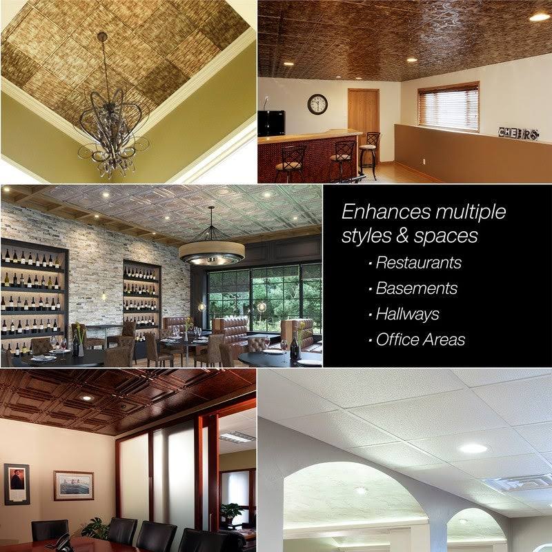 4 Decorative Vinyl 2ft x 2ft Lay in Ceiling Tile in Moonstone Copper (5 Pack) V496