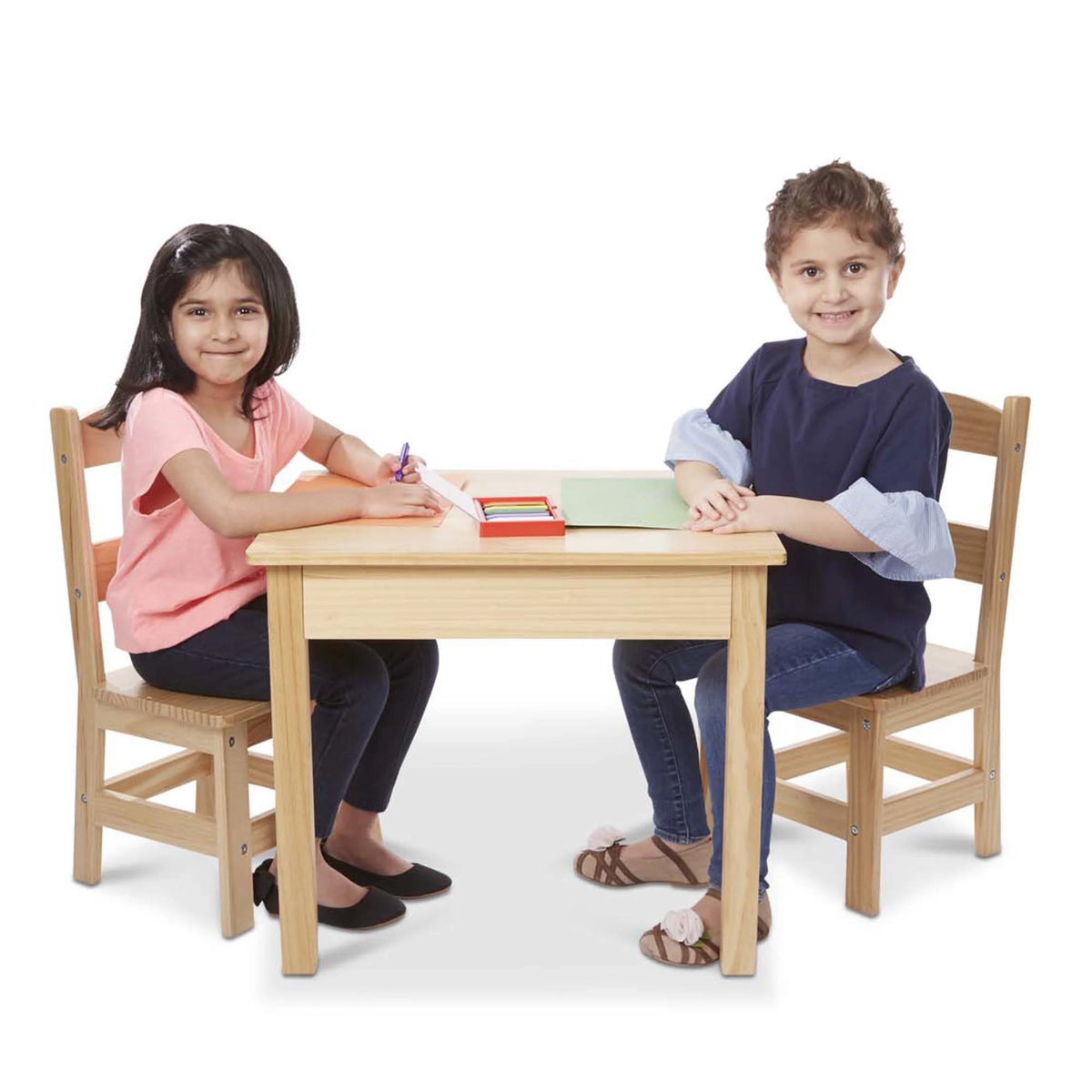 Solid Wood Table and 2 Chairs Set B23453