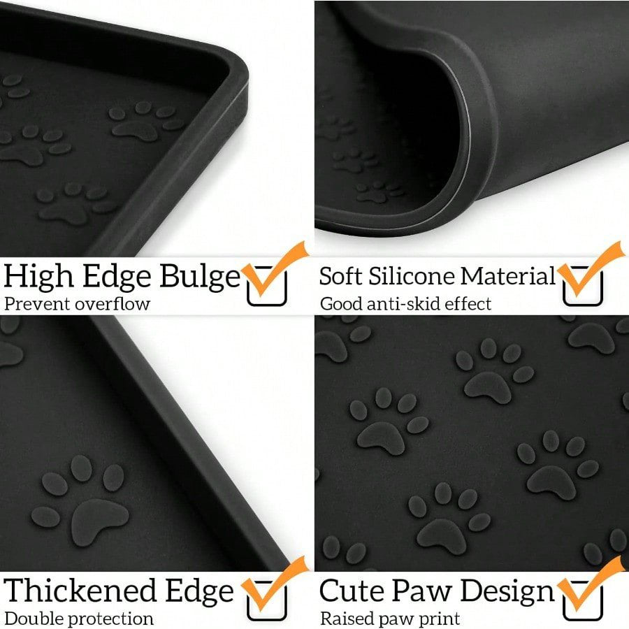 Black 31.5 23.6 Silicone Pet Placemat I9675