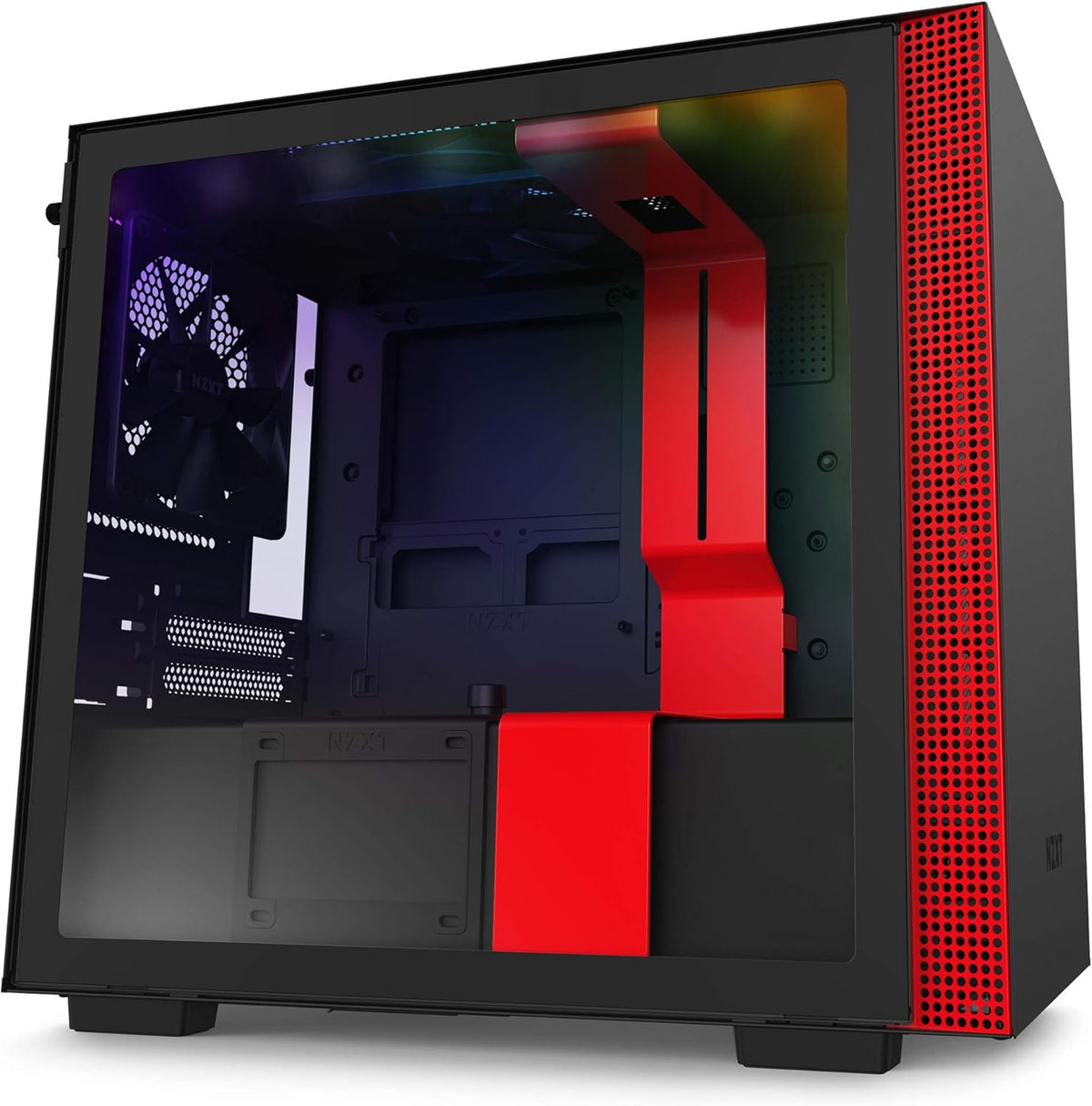 Black Mini-ITX PC Gaming Case with Tempered Glass Side Panel M7035