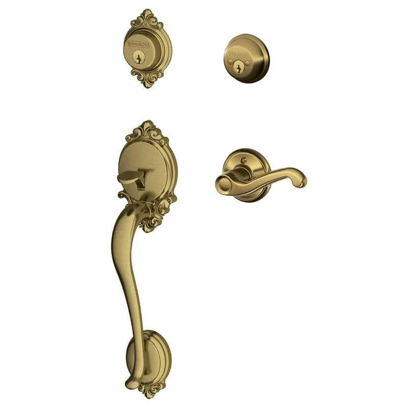 Antique Brass Double Cylinder Handleset K6396