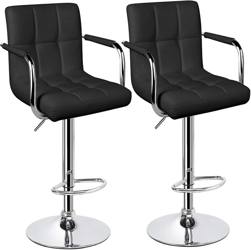 White Set of 2 Swivel Adjustable Bar Stools with Arms Z452234