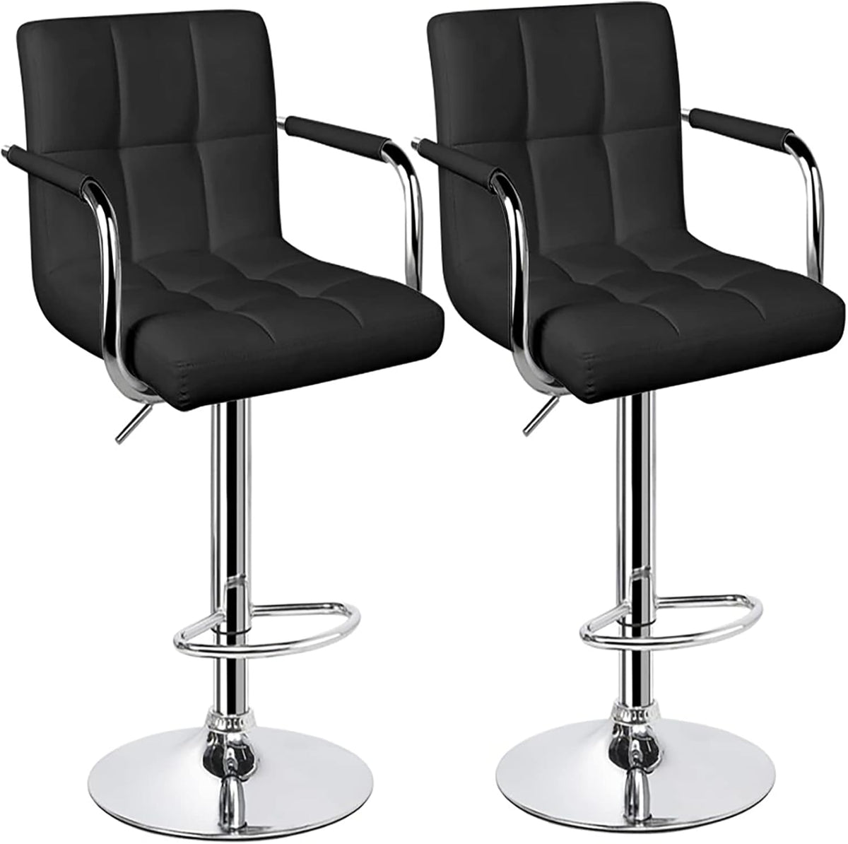 White Set of 2 Swivel Adjustable Bar Stools with Arms Z452234