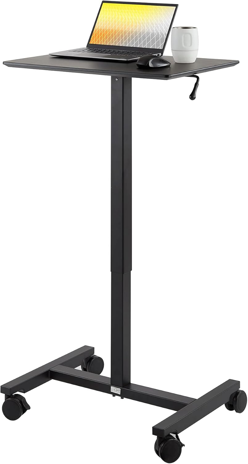 Black Mobile Rolling Height Adjustable Laptop Workstation Desk G264