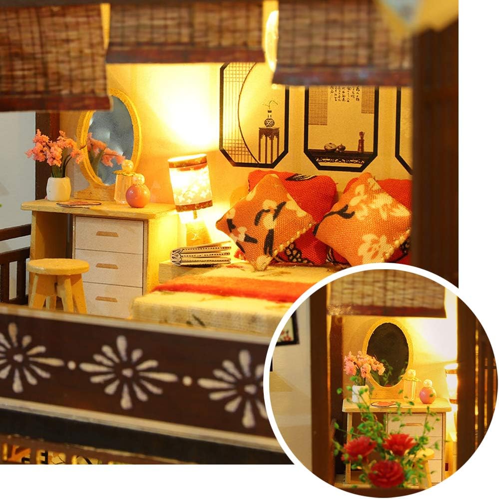 3-Story Wooden Dollhouse Kit with LED Light R854649