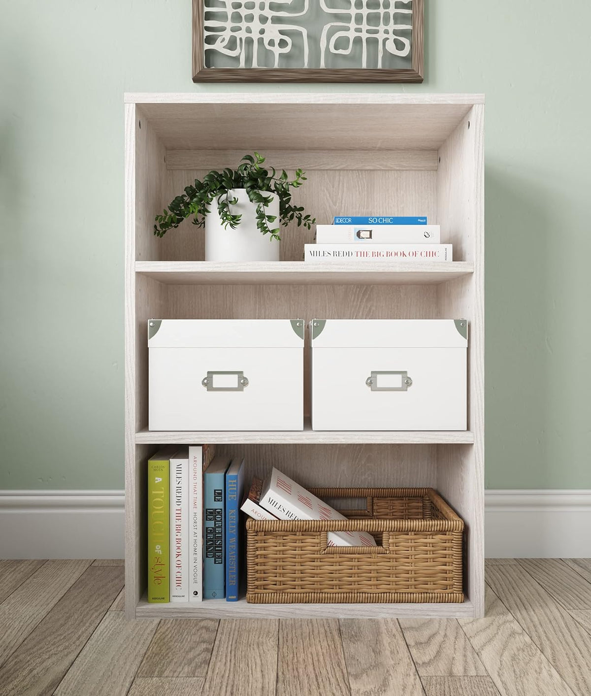 Whitewash 2 Shelves Bookcase D4466