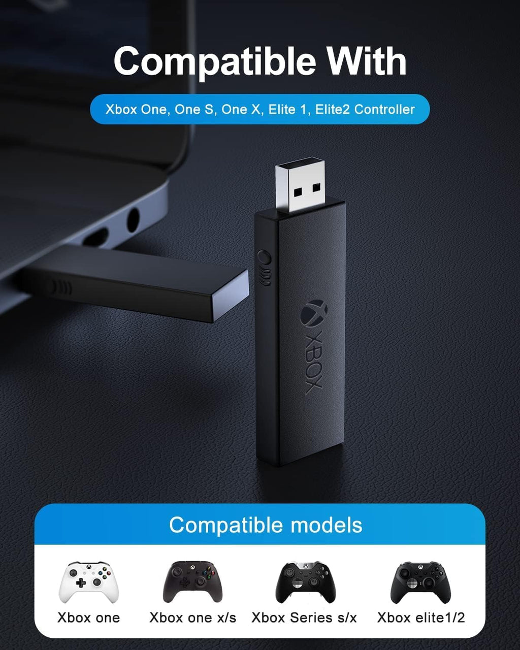 Black Wireless Adapter for Xbox One Controller X9998