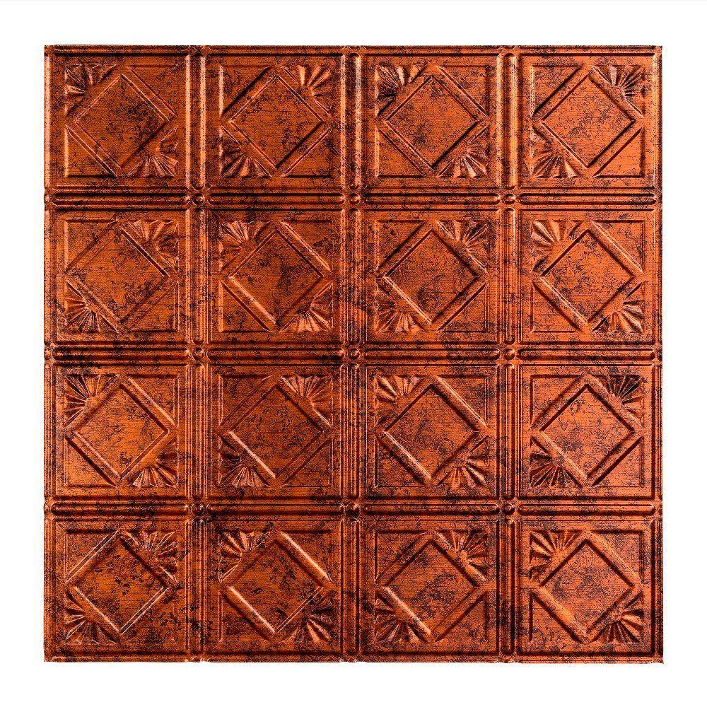 4 Decorative Vinyl 2ft x 2ft Lay in Ceiling Tile in Moonstone Copper (5 Pack) V496