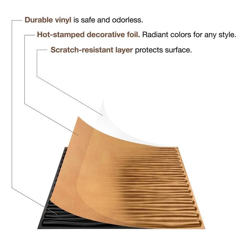 4 Decorative Vinyl 2ft x 2ft Lay in Ceiling Tile in Moonstone Copper (5 Pack) V496