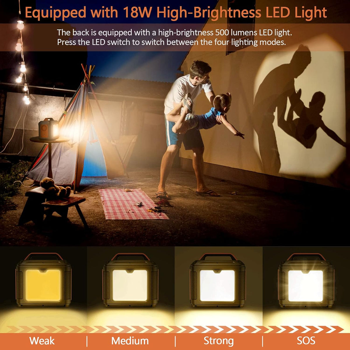 Portable Power Station 300W 296Wh Solar Generator with AC Outlets and LED Flashlight L55436