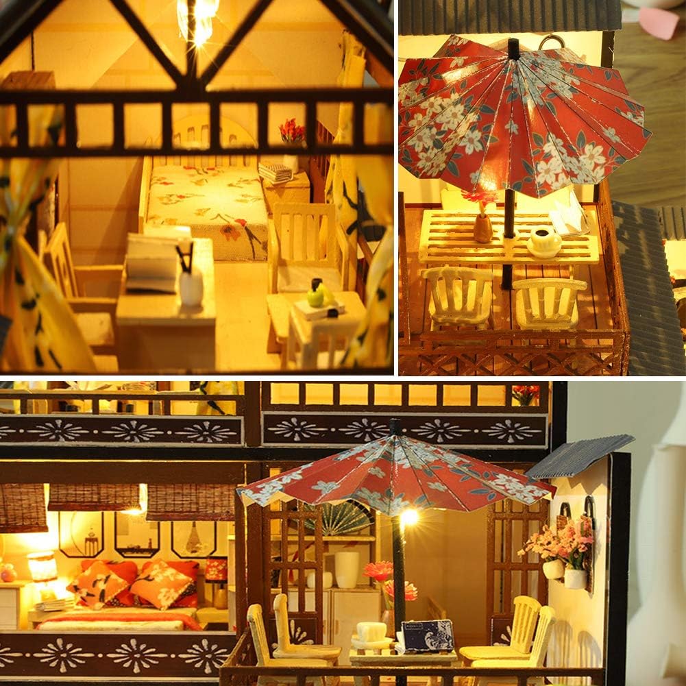 3-Story Wooden Dollhouse Kit with LED Light R854649