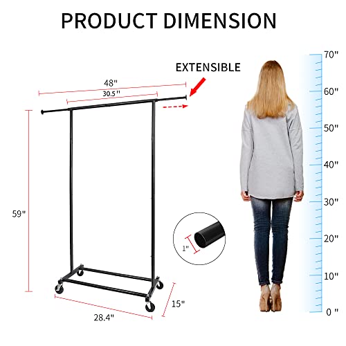 Black Rolling Clothing Garment Rack with Lockable Wheels V845034