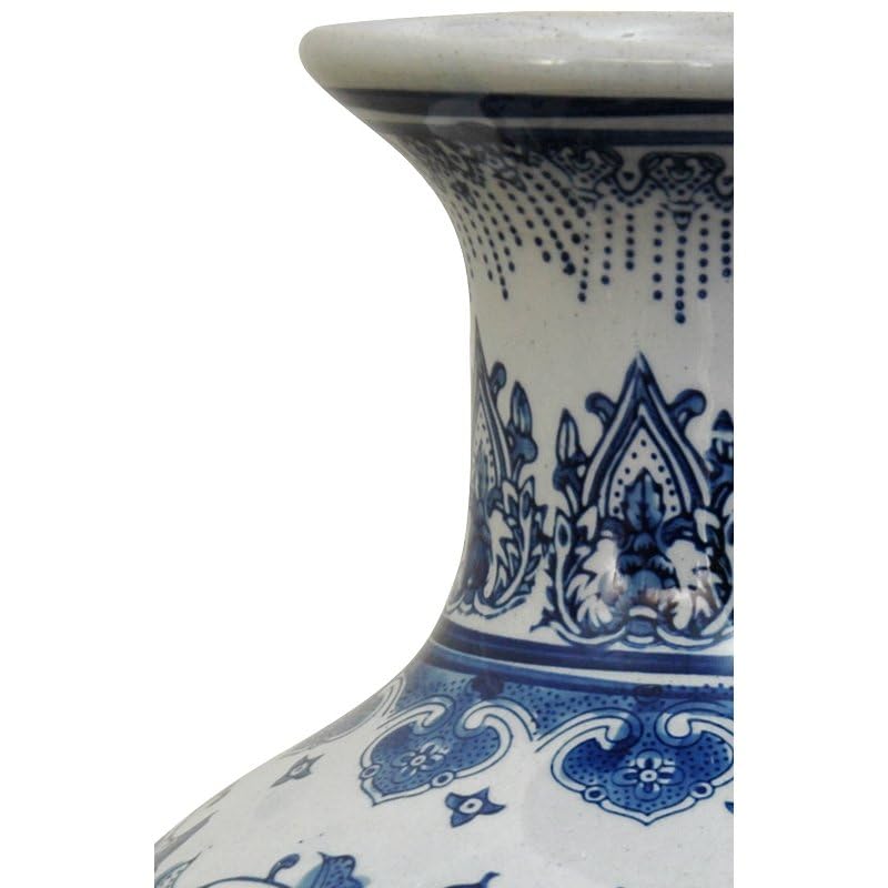 12" Floral Blue & White Porcelain Vase G137693