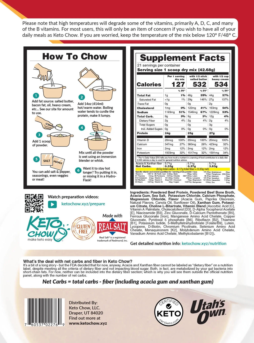 Keto Chow Go Pack 21 singles Soup X99148