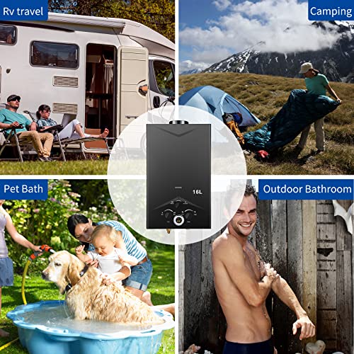 Outdoor Portable Propane Tankless Water Heater 4.21GPM 16L with Digital Display A8109