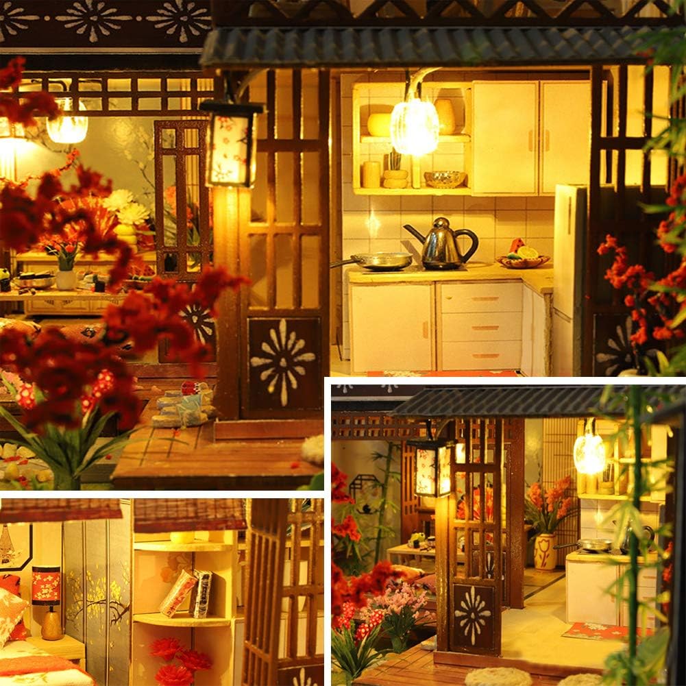 3-Story Wooden Dollhouse Kit with LED Light R854649