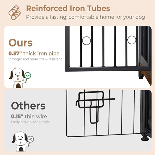 71'' Wooden Double Dog Crate Kennel Cage, Brown G338592