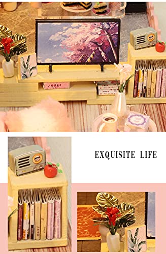 Dollhouse Miniature with Furniture Kit, Handmade DIY House Model J504