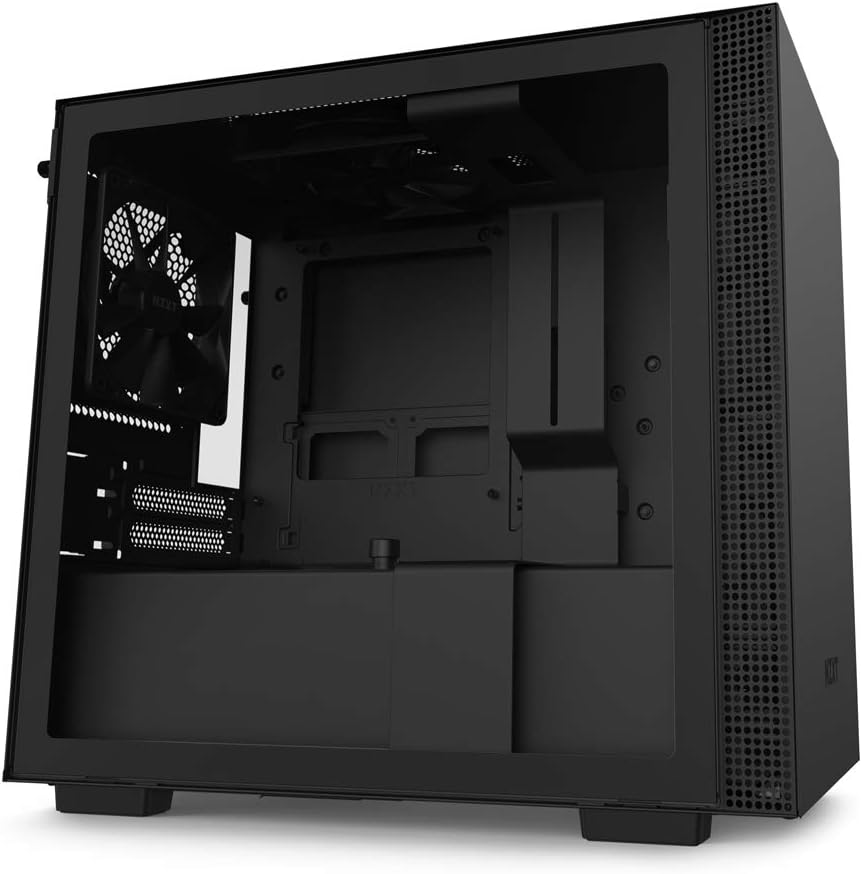 Black Mini-ITX PC Gaming Case with Tempered Glass Side Panel M7035