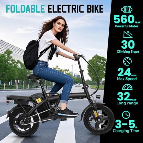 14" Foldable Electric Bike with 560W Motor and 48V Battery H408