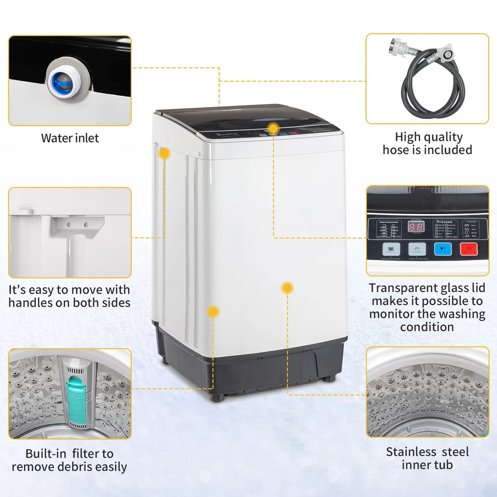 17.6 Lbs Capacity Top Load Portable Washing Machine with LED Display U582561