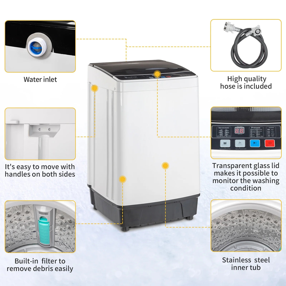 17.6 Lbs Capacity Top Load Portable Washing Machine with LED Display U582561