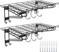 2-Pack Black Garage Wall Shelving with 6 Bike Hooks T290648
