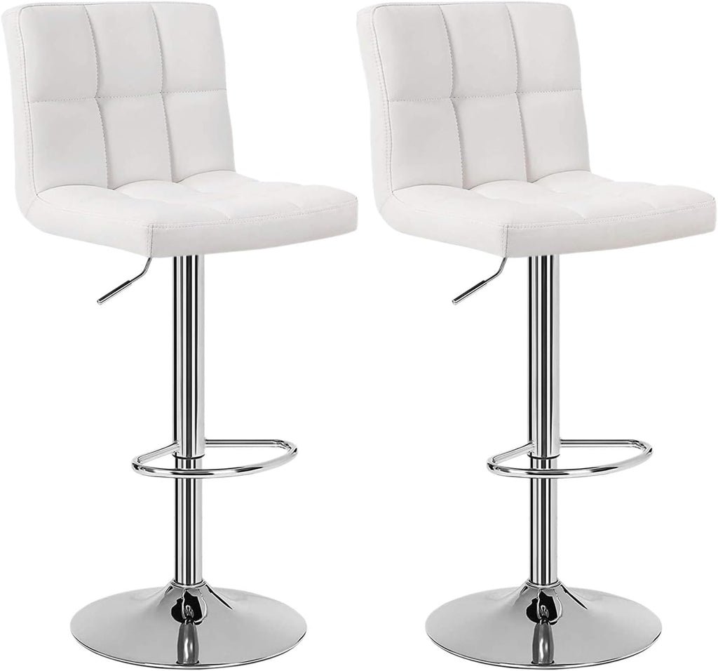 White Set of 2 Swivel Adjustable Bar Stools with Arms Z452234