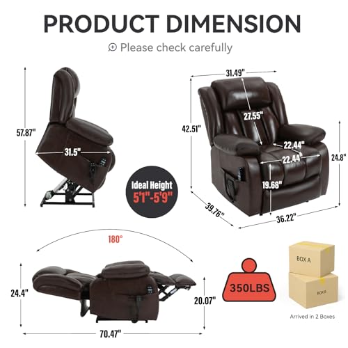 Black Leather Dual Motor Power Lift Recliner Chair K54120