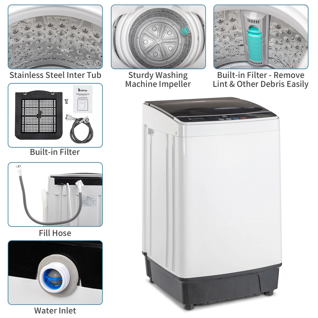 17.6 Lbs Capacity Top Load Portable Washing Machine with LED Display U582561