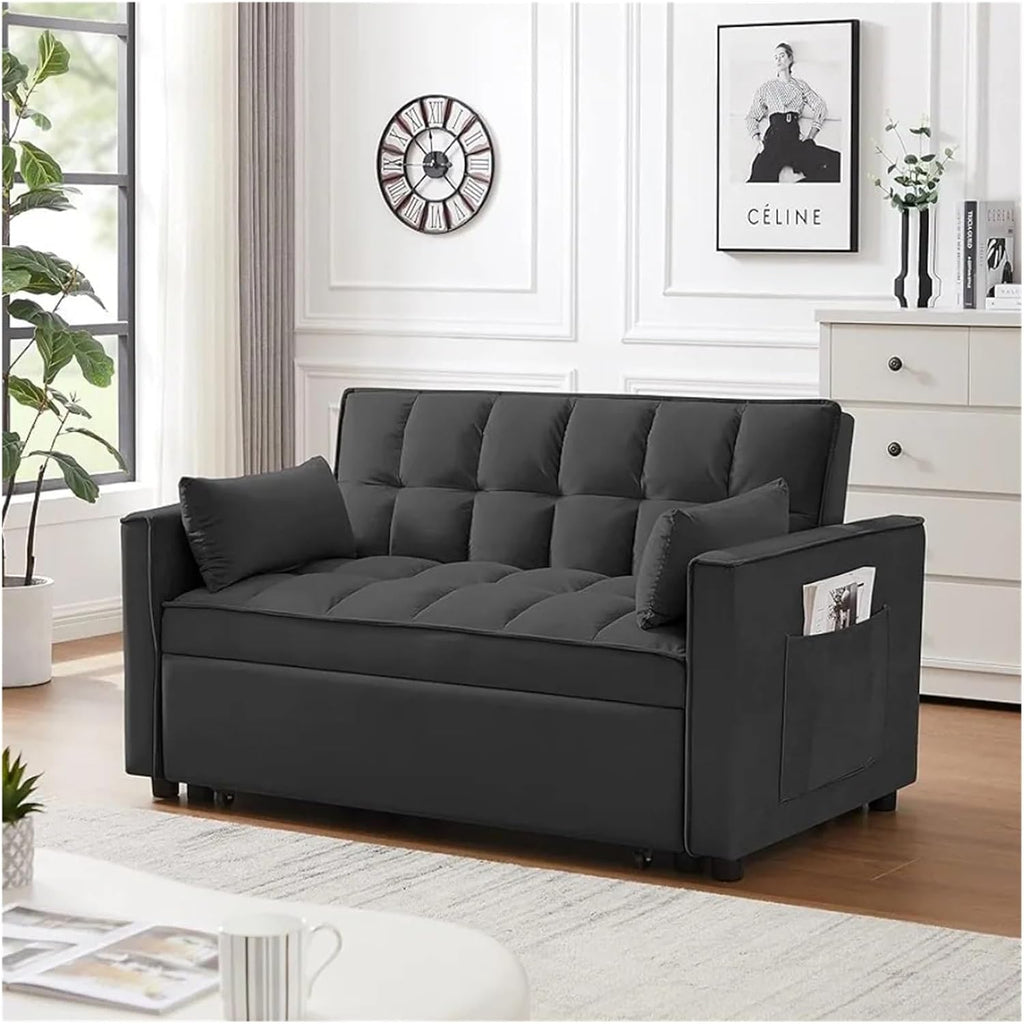 Light Gray Velvet Convertible Sleeper Sofa V218