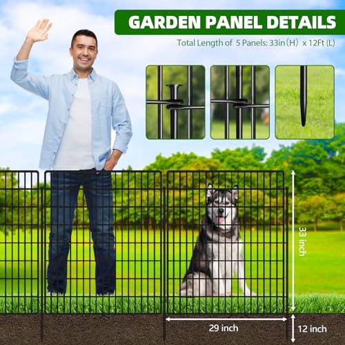 10 Panels 33 in x 24 ft Rustproof Metal Garden Fence X300