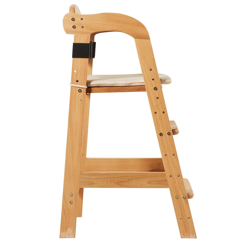 Wooden Baby HighChair with Adjustable Legs Solid Wood U23550