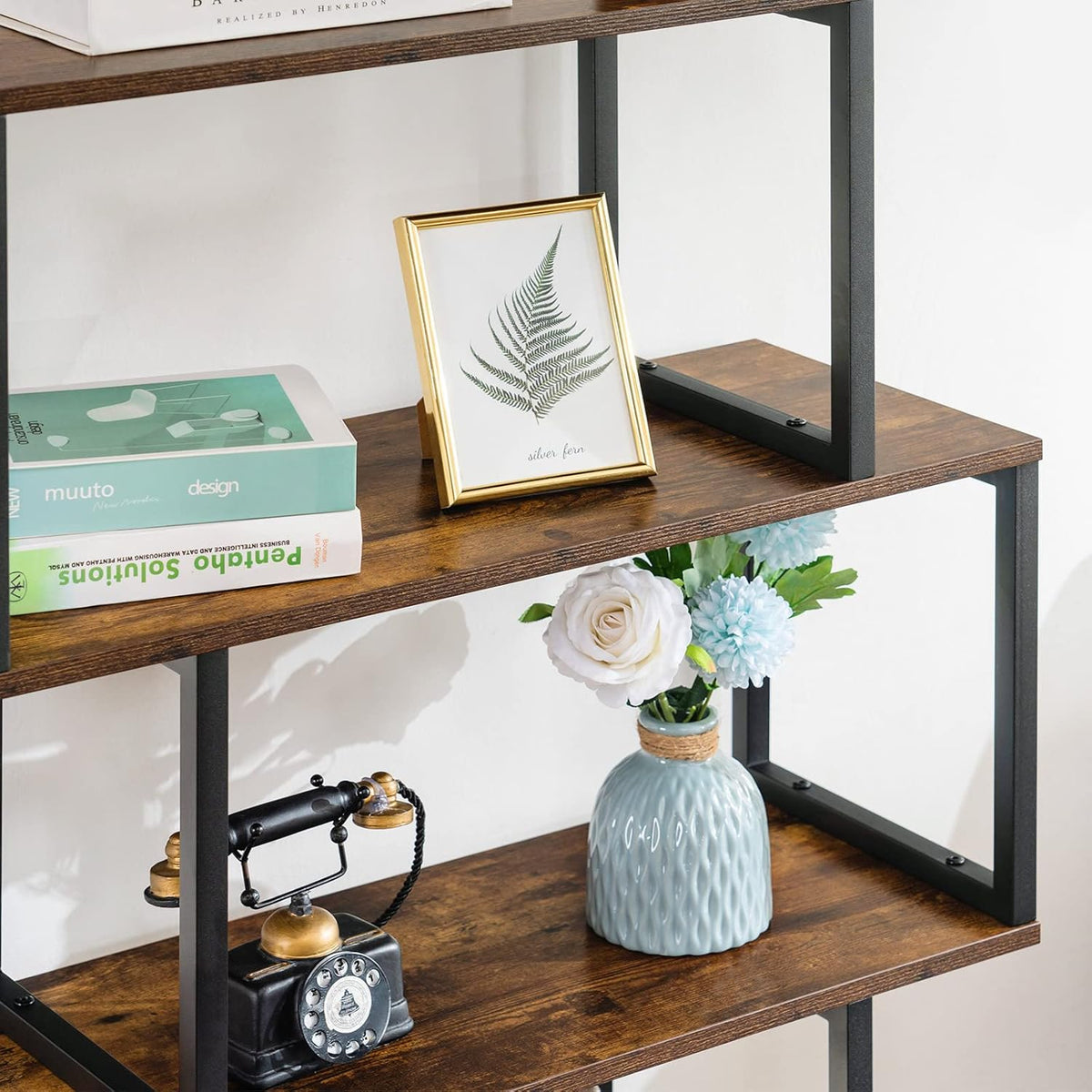 2-Tier S-Shaped Wooden Bookshelf D263