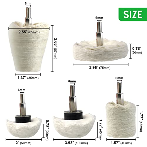 Flannelette Polishing Wheels Mixed Polish Head Kit with 1/4'' Shaft Y442251
