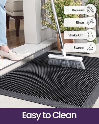 Heavy Duty Non-Slip Rubber Entry Mat, 24x36, Black U926848
